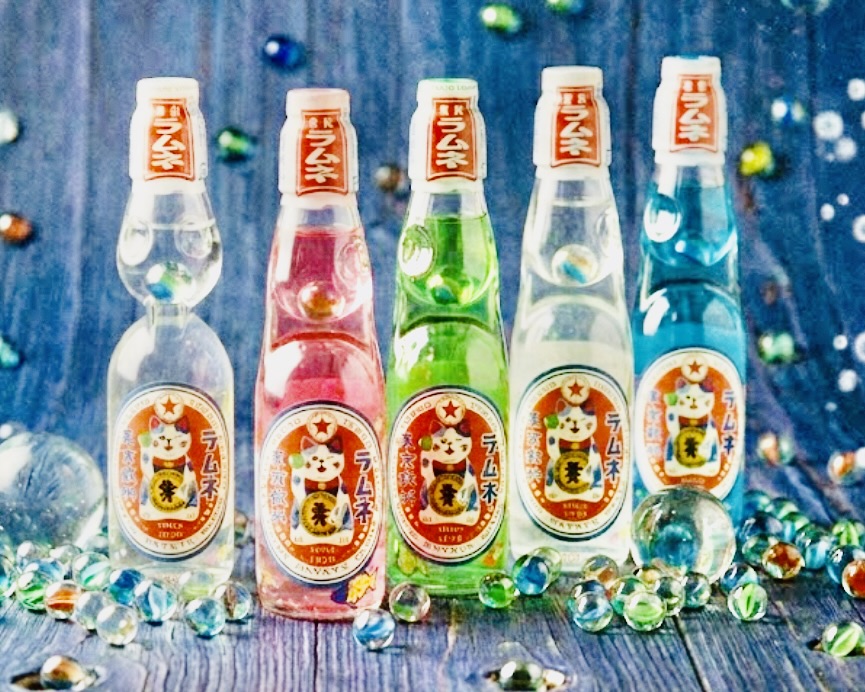 招福ラムネ PETビー玉入　４色１２本セット　各230ml